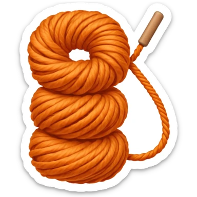 orange yarn on a bobbin sticker