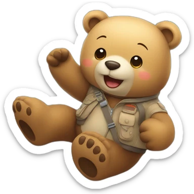 Cute bear on a flight wishing happy journey sticker