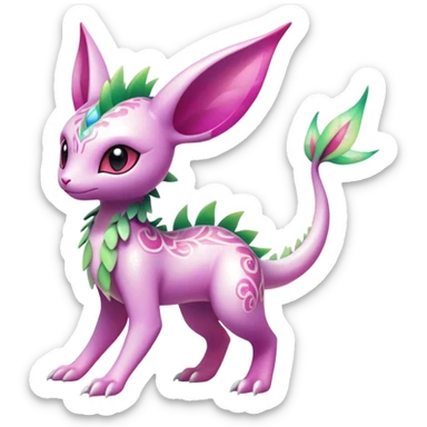 Shiny Exotic Cute Adorable Majestic Ethereal Sparkly Flygon-Espeon-Meganium-Shaymin-Hybrid-Creature with pattern-markings sticker