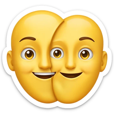 two faces, one whispering to the other, classic emoji look sticker