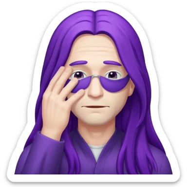 men with purple long hair which cover eyes sticker