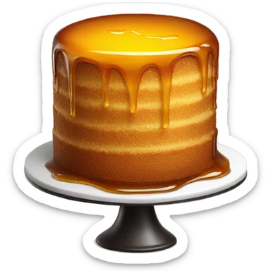 Realistic round cake with honey on top and dripping down the cake. sticker