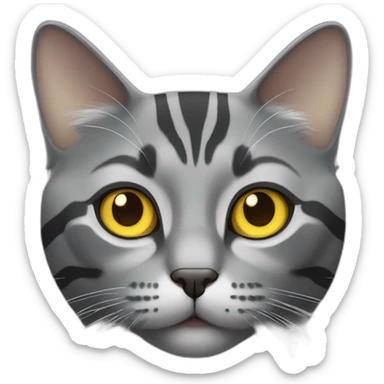 gray cat with yellow eyes and beautiful dark gray stripes sticker