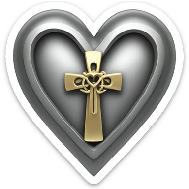 Silver heart shape with ankh in the center sticker