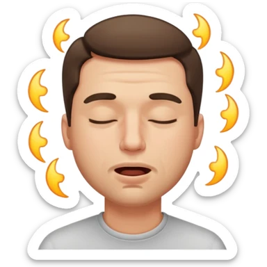 A male squinting his eyes closed but the mouth is blowing out sticker