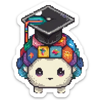 cute brain with a graduation cap sticker