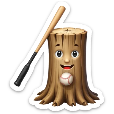 tree stump holding a baseball bat sticker