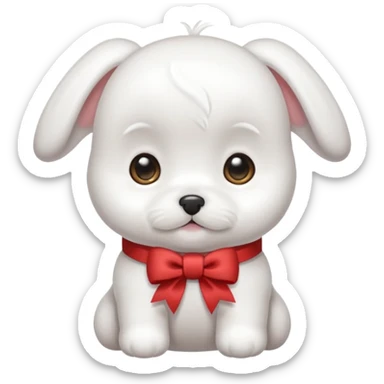 white baby maltese ribbon short ear sticker