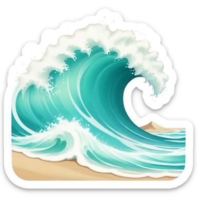 Wave crashing on beach sticker