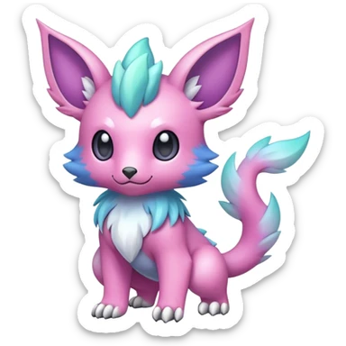 Cute cool colorful pastel fantasy animal hybrid Fakemon full body sticker