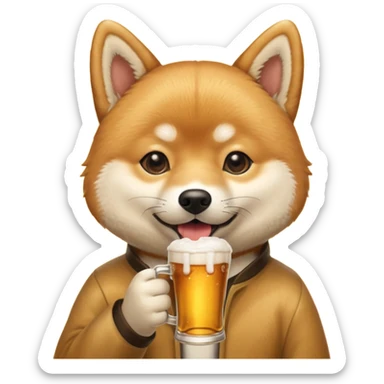 Shiba Jasper drinking beer  sticker