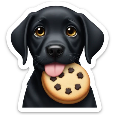 black labrador puppy eats cookie sticker