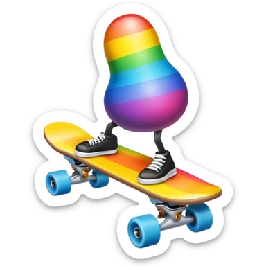 rainbow Poop emoji skateboarding  sticker