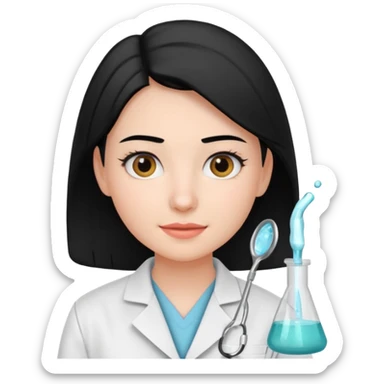 estudiante mujer de odontología con el cabello negro recogido sticker