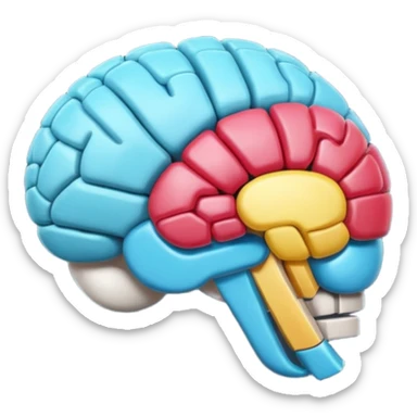 cerebro 3D con zona parietal derecha iluminada sticker