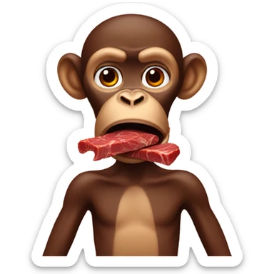 Crying monkey eating beef jerky  sticker