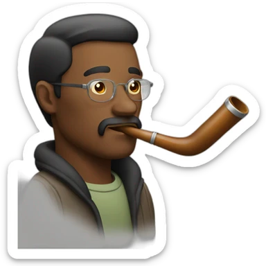man smokes glass pipe sticker