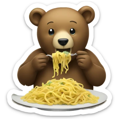 Bear eating pasta in rainforest  sticker
