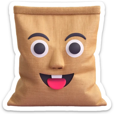 face made of burlap sack material sticker