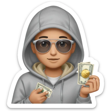 hoodie, sunglasses, money ALL SILVER sticker