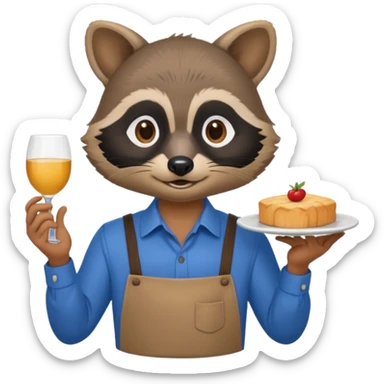 waiter racoon blue shirt sticker