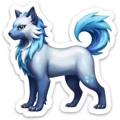 Aquatic boreal boreal-lupus-Lunaray-Manectric-Absol-Luxray-Bobcat-Fakémon-fusion-animal-creature, full body  sticker