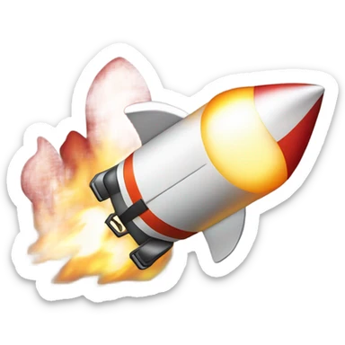 A rocket blasting off into space with a suitcase attached, representing explosive sales growth. sticker