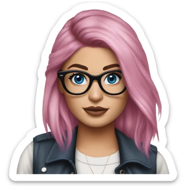 Photo Realistic kylie jenner stylish pink hair BLUE eyes and glasses elegant  sticker