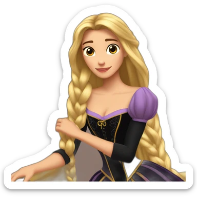 Rapunzel con vestido negro llorando sticker