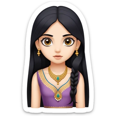Brahmin indian girl wearing a dress, with fair skin, long black hair, and big eyes  sticker