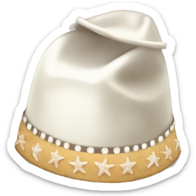White cowgirl hat with seashell band sticker