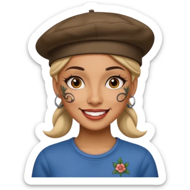 woman with tattooed faces wearing berets sticker