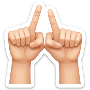two hands with index fingertips touching, thumbs straight sticker