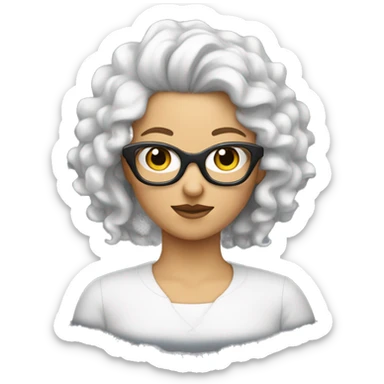 Une fille blanche avec les cheveux bouclés noir et des lunettes sticker