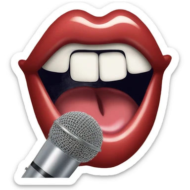 lips singing into microphone close up sticker