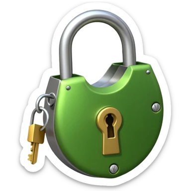 A seed germinating with a sprout sticking out of it in the shape of a pad lock  sticker