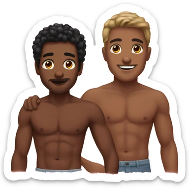 Two interracial shirtless men   sticker