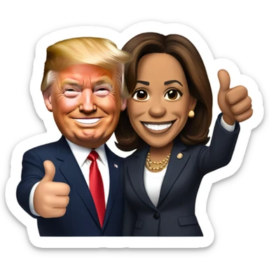 Kamala Harris and Donald Trump giving thumbs up sticker