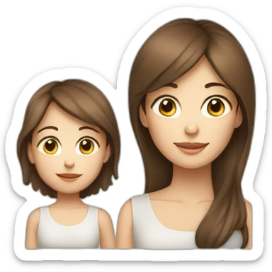 mother and child with brown hair5 and white skin full length sticker
