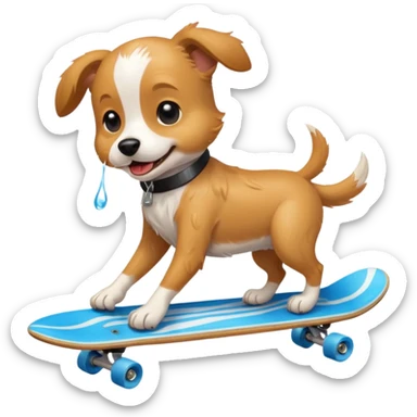 Dog riding a skateboard drinking  sticker