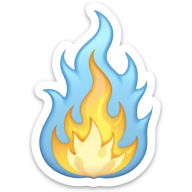 pastel blue and pastel yellow flame emoji sticker
