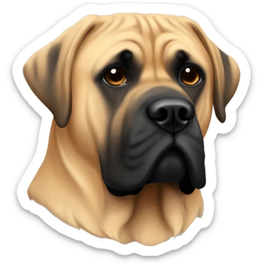 An apricot English mastiff with more black on its face sticker