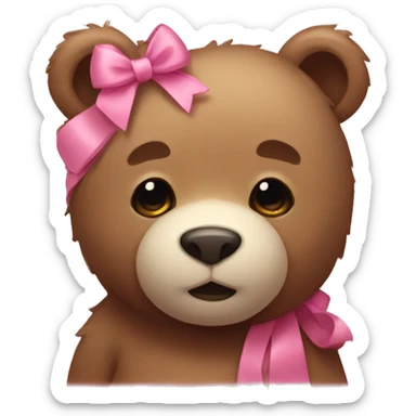cozy bear with a pink bow  sticker