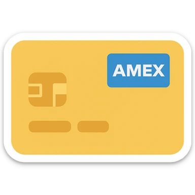 flat color icon of American Express Gold credit card with gold and blue accents, no text sticker