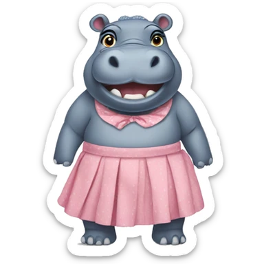 Hippo with a skirt  sticker