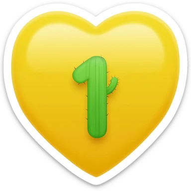 A yellow heart badge with a catcus and number 1 on it sticker