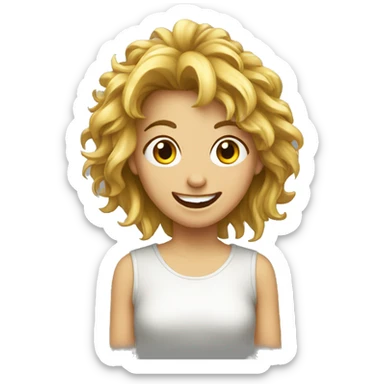 a very happy disheveled girl sticker