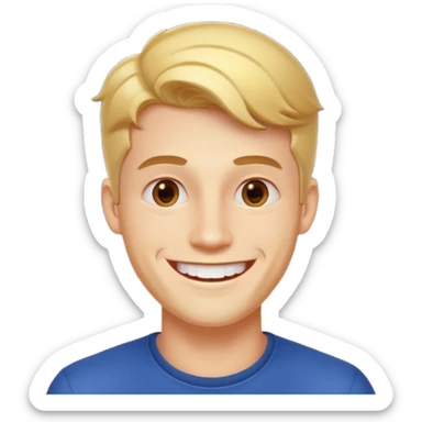 create an image of a perfect guy, very handsome, catching, smart and smiling with his white teeth. around him there's like a shining and small stars showing how perfect he is . the background is white sticker