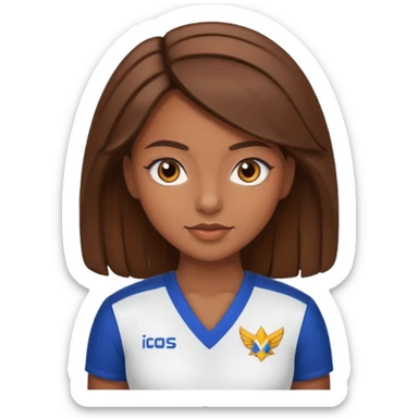 Brown hair, brown eyes, brown skin cheerleader in uniform  sticker