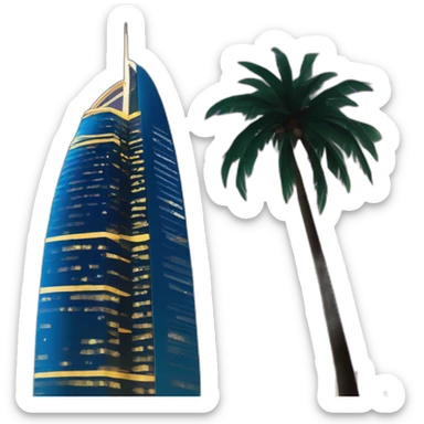 Dubai Tower at Night and Palms sticker